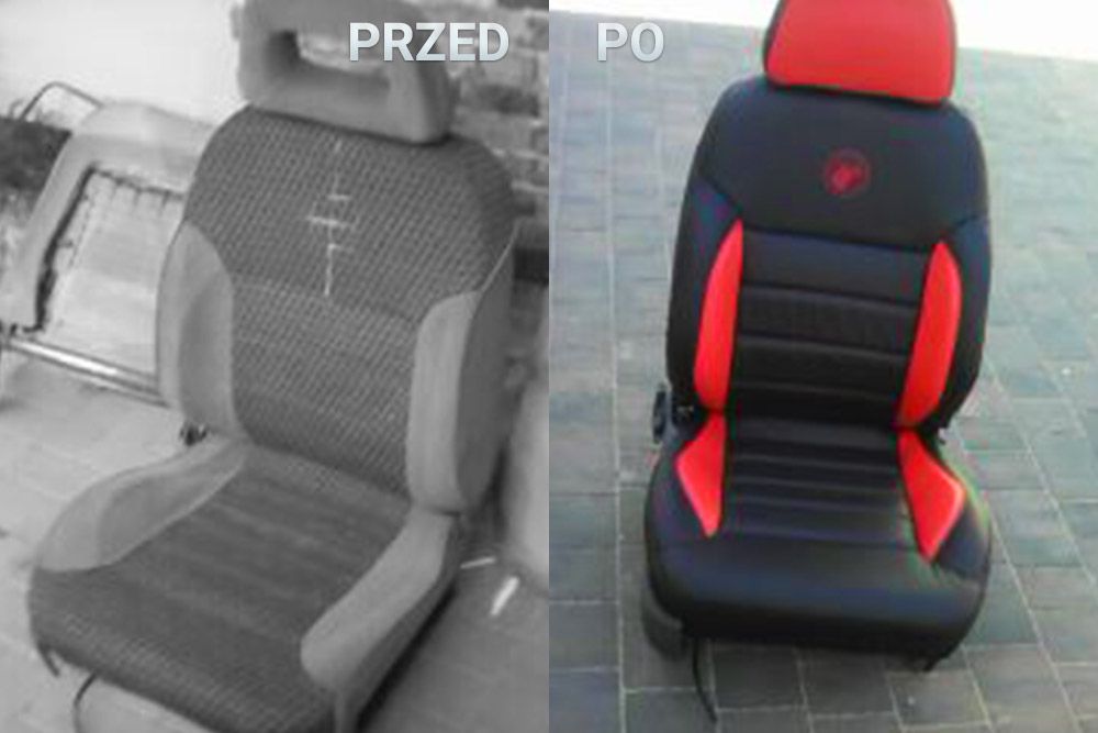 fotel w aucie przed i po renowacji